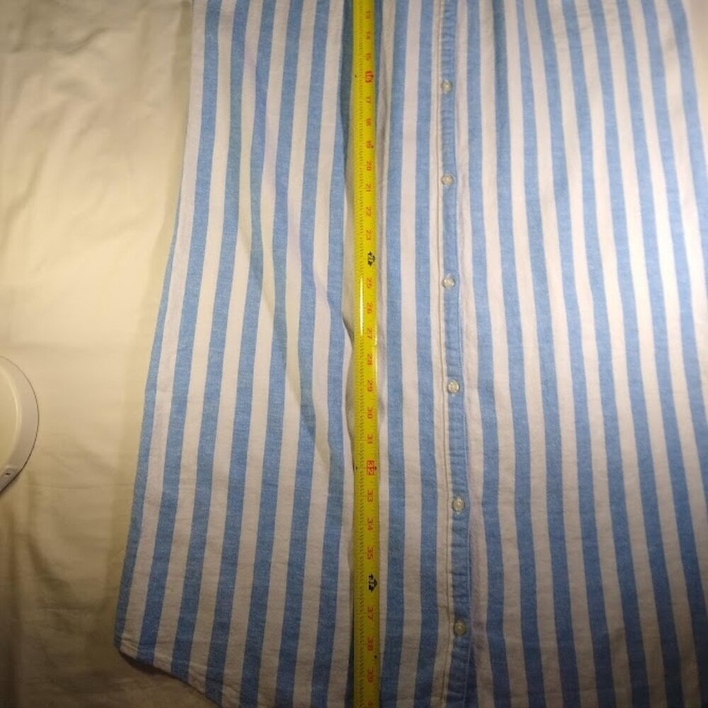 NWOT Old Navy L/tall  sky blue+white stripes short sleeve long dress - Picture 8 of 13